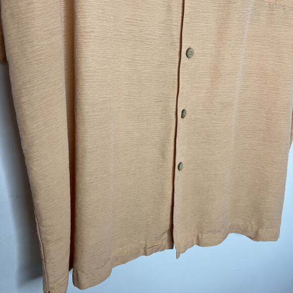 Coconut Bobs Mens Button Up Silk Shirt Size XL Orange Short Sleeve Cruise Beach - Picture 4 of 12